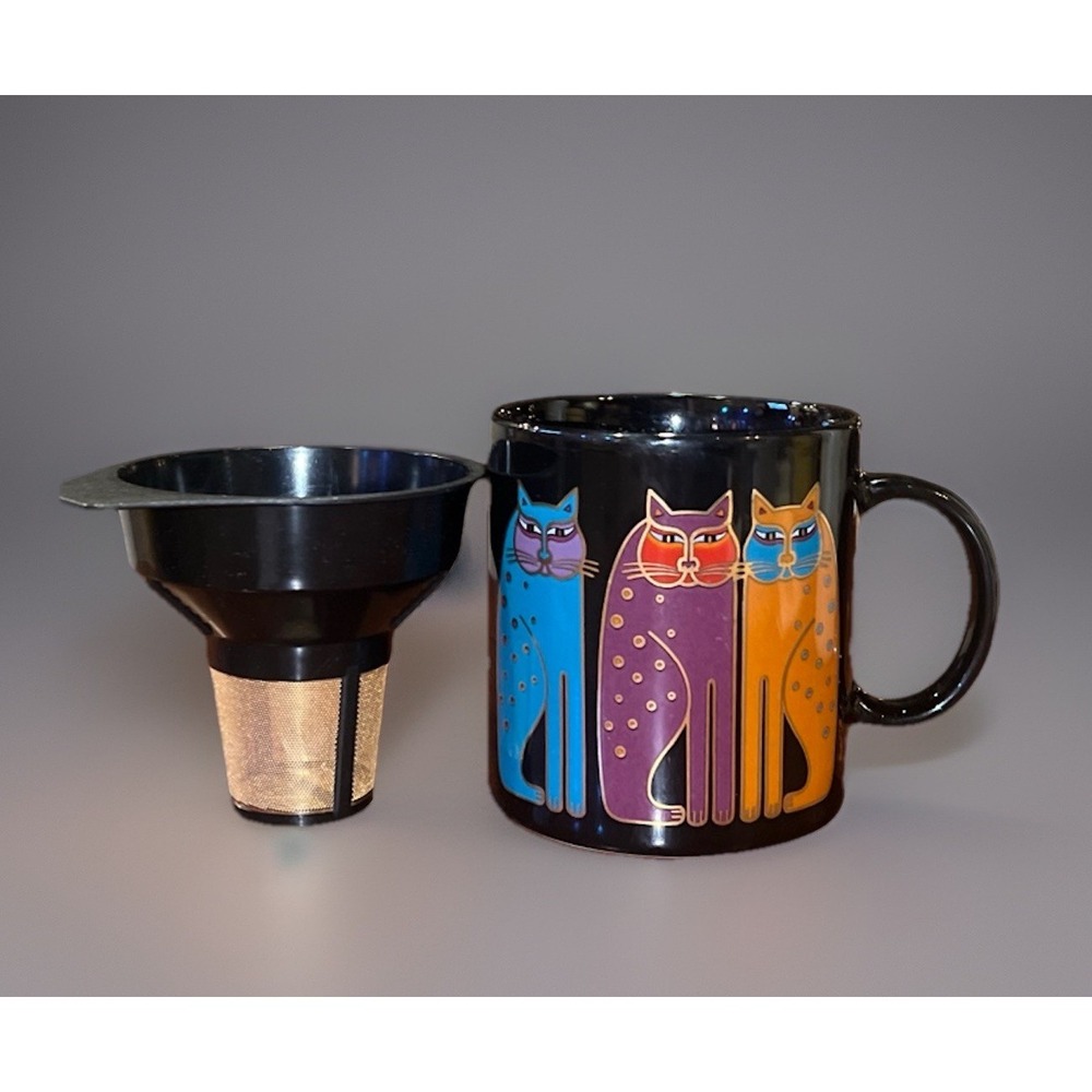 VTG 80S Laurel Burch Siamese Cats Tea Caddy Utensil Holder Japan Cat Art Kitchen